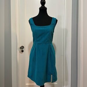 Japna Teal Cord Sleeveless Dress – Size Medium (P2P ~15.5”)